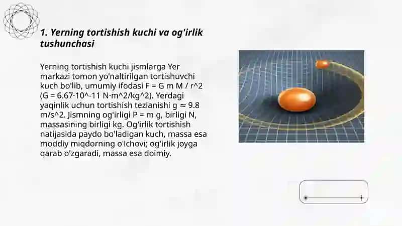 Yerning tortishish mayonida jismlarning harakati 3
