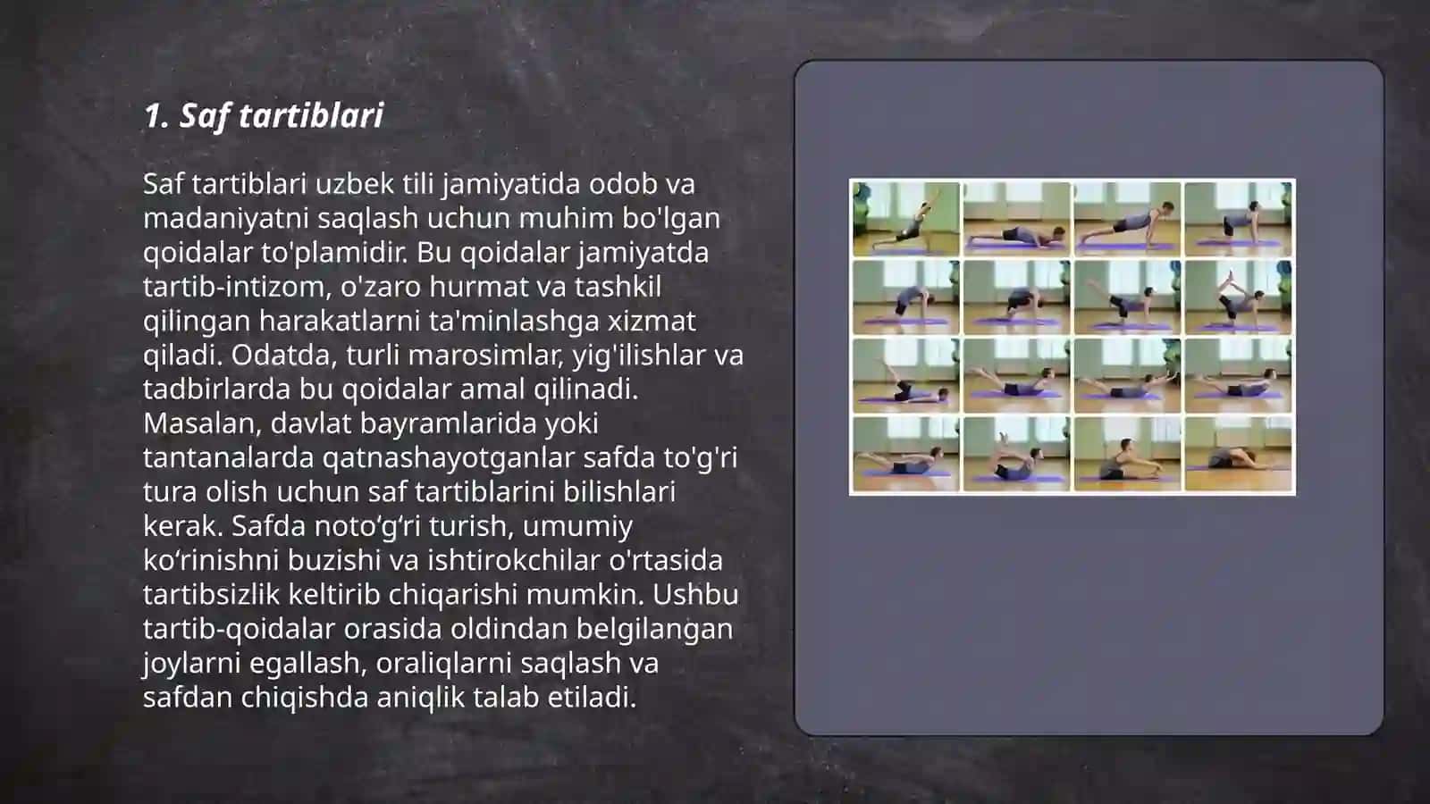 Saf tartiblari 3