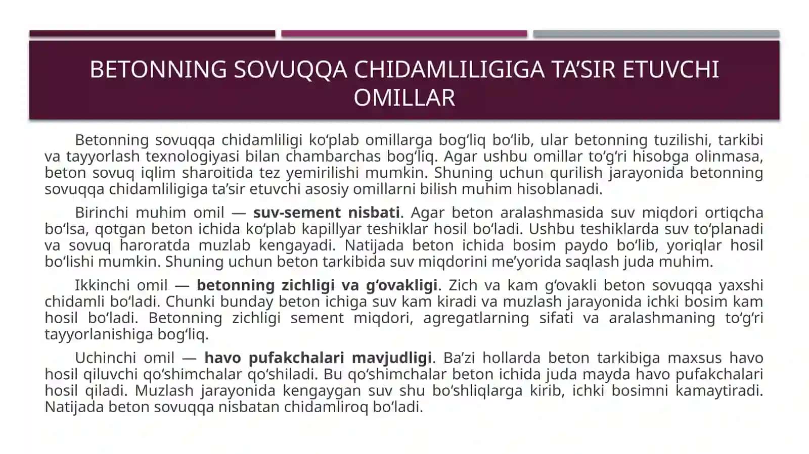 Betonning sovuqqa chidamliligi va uni oshirish usullari 3