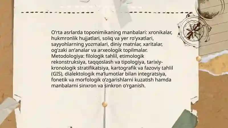 Oʻrta asrlarda toponimikaning rivojlanishi 3
