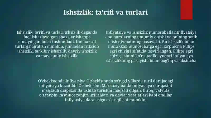 Infilatsiya Va Ishsizlik Urtasidagi Bogliklik Reja Uzbekistondagi Inflatsiya 3