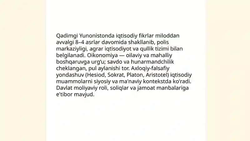 Qadimgi Yunonistondagi iqtisodiy fikrlar boʻyicha taqdimot qilish 3
