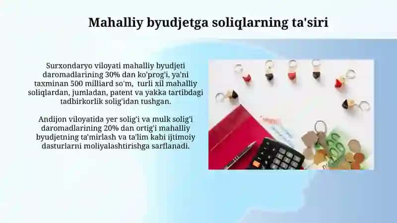 Mahalliy soliqlarning turlari va davlat byudjetidagi orni 3