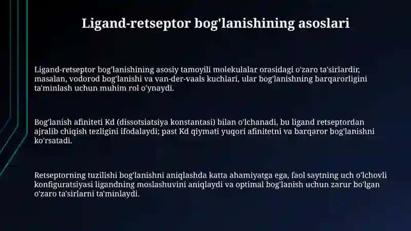 Ligand-retseptor bog'lanishlar uchun dasturlar 3