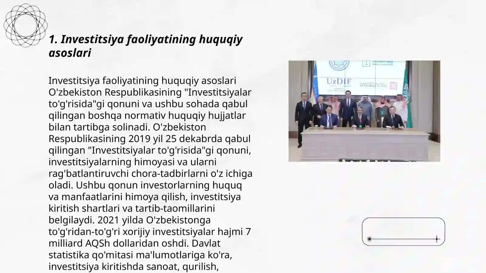 O’zbekistonda investitsiya faoliyatining me‘yoriy-qonuniy bazasi 3