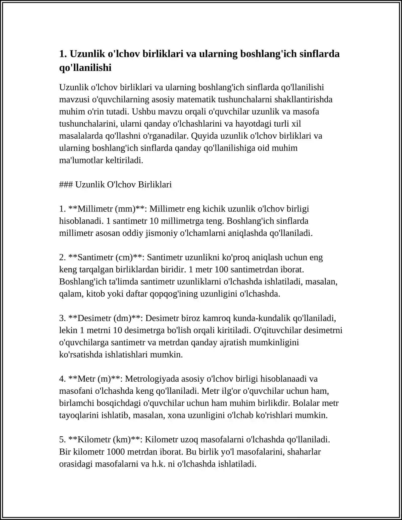 BOSHLANG'ICH SINFLARDA UZUNLIK, MASSA, SIG'IM MIQDORLARINI O'QITISH JARAYONIDA AMALIY ISHLARNING ROLI 3