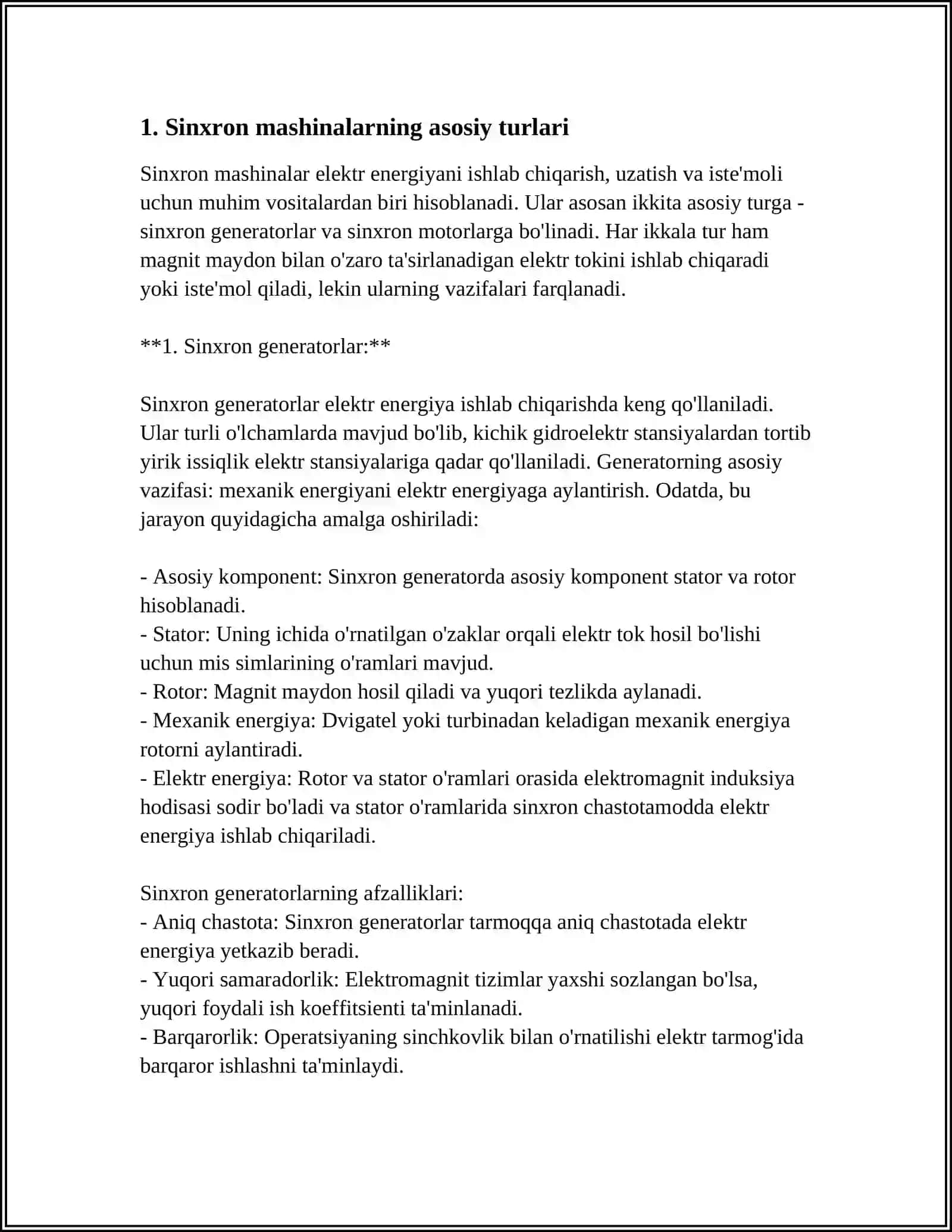 SINXRON MASHINALARNING KONSTRUKSIYALARI, ISHLASH PRINSPI VA QO’ZG’ATISH SISTEMALARI 3