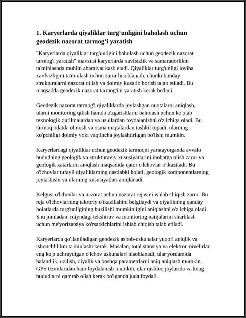 KARYERLARDA QIYALIKLAR TURGʻUNLIGINI TAMINLASHDA MARKSHEYDRLIK ISHLARI 3