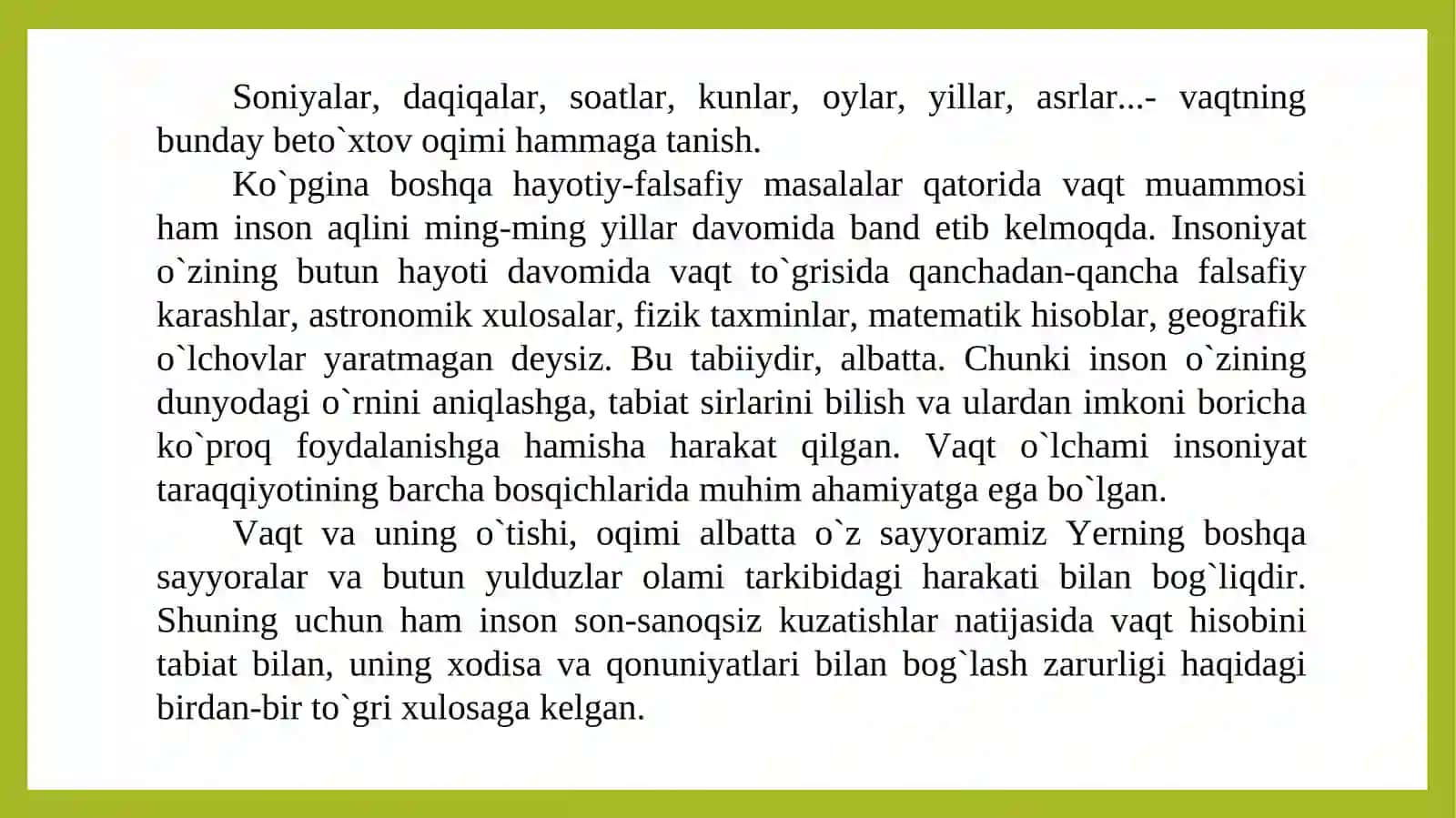 VAQTNING BOSHLANG’ICH O’LCHOV BIRLIKLARI YIL VA DAVRLARNI ANIQLASH 3