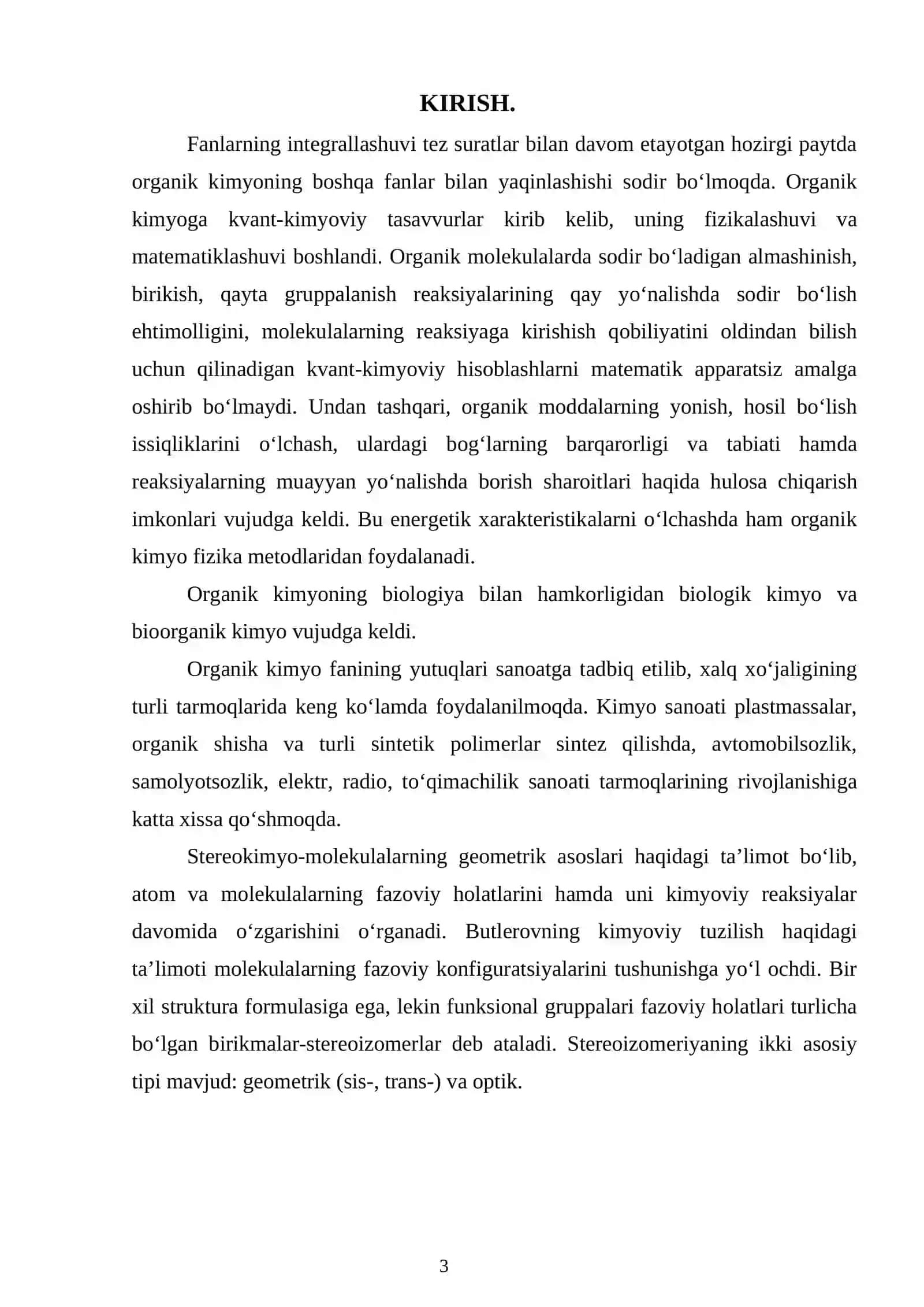 "TURLI SINF BIRIKMALARI IZOMERIYASI. OPTIK FAOL MODDALAR SINTEZI" MAVZUSI 3
