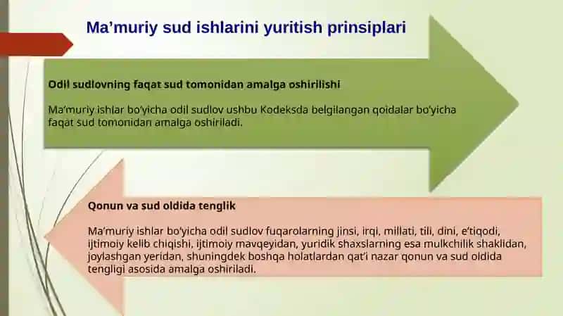 Ma’muriy sud ishi yurituvining asosiy prinsiplari, sudning tarkibi va sud protsesida rad qilish 3