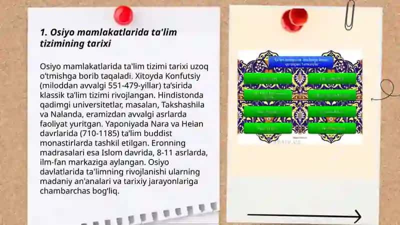 Osiyo Mamlakatlarida Ta'lim-Tarbiya Jarayonining O'ziga Xos Xususiyatlari 3