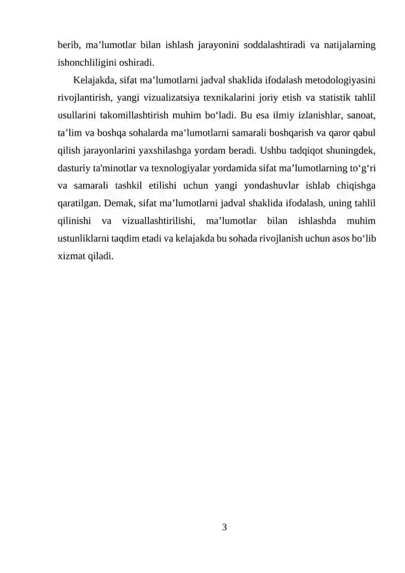 Sifat ma’lumotlarni jadval shaklida ifodalash 3
