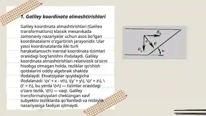 Gаliley koordinаtа аlmаshtirishlаri. Аlmаshtirishlаrning invаriаntligi 3