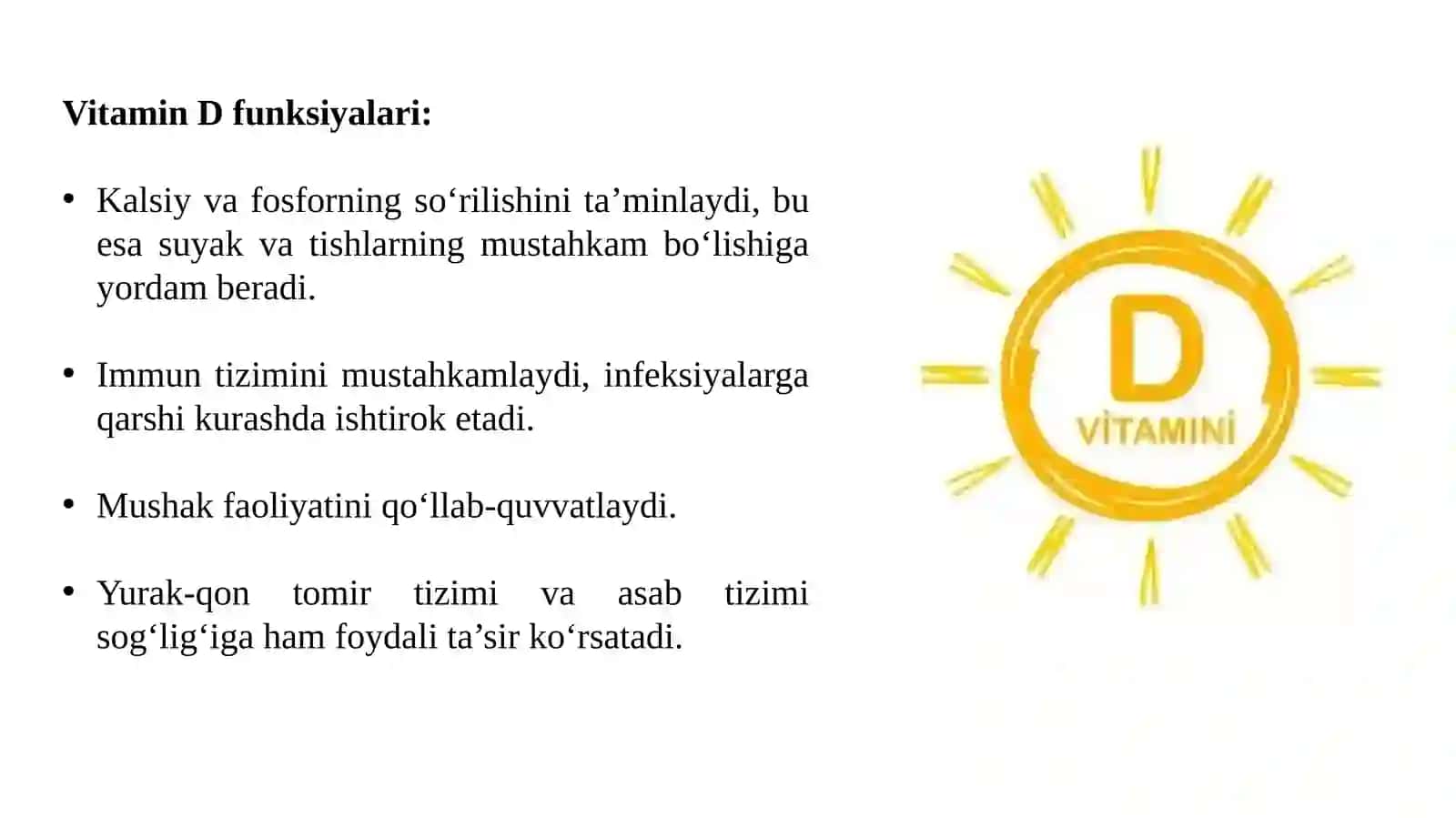 Vitamin D va K qipervaqi funksiyasi 3