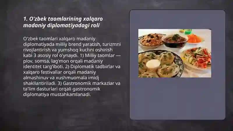 O'zbek taomlarining xalqaro madaniy diplomatiyadagi roli 3