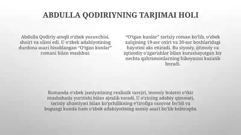 "O‘Tgan Kunlar" 3