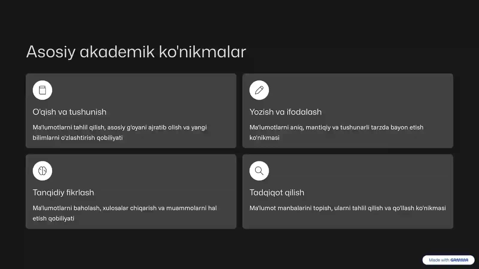 Akademik ko'nikmalarning talabalar faoliyatidagi ahamiyati va dolzarbligi 3