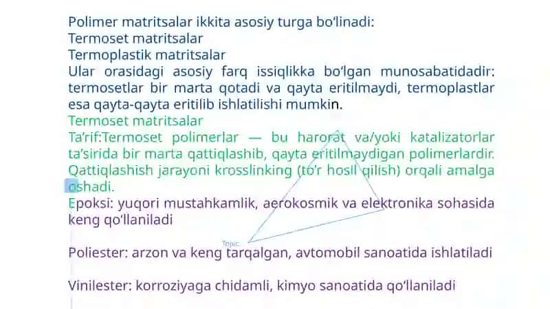 Polimer matritsalari. Termoset va termoplastik matritsalar 3