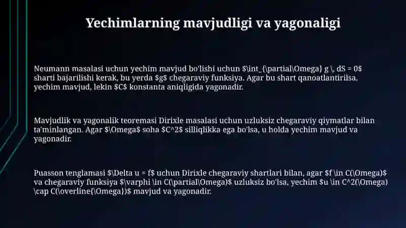 Dirixle va Neyman masalalarini potensiallar yordamida yechish 3