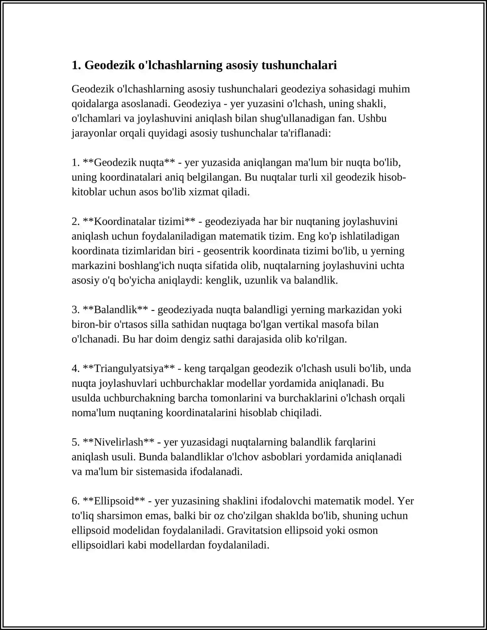 GEODEZIK O'LCHASHLAR, ULARNING ANIQLIGI VA XATOLIKLARI 3