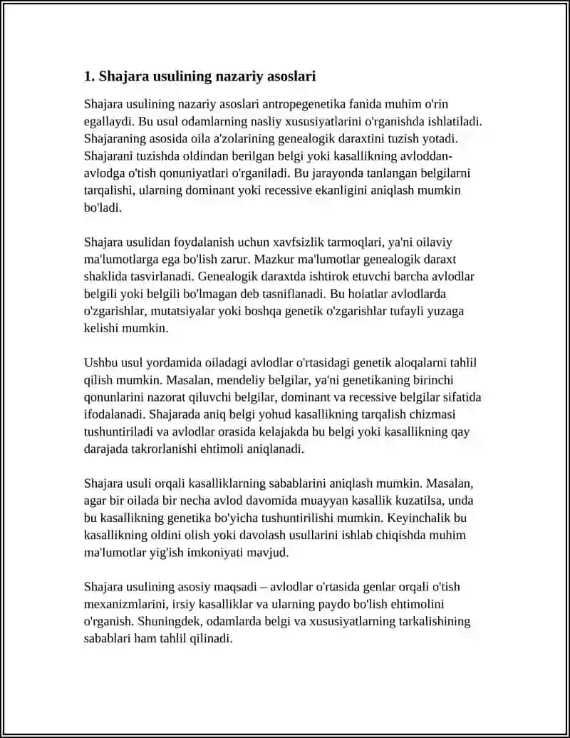 ANTROPEGENETIKA USULLARI: SHAJARA USULI 3