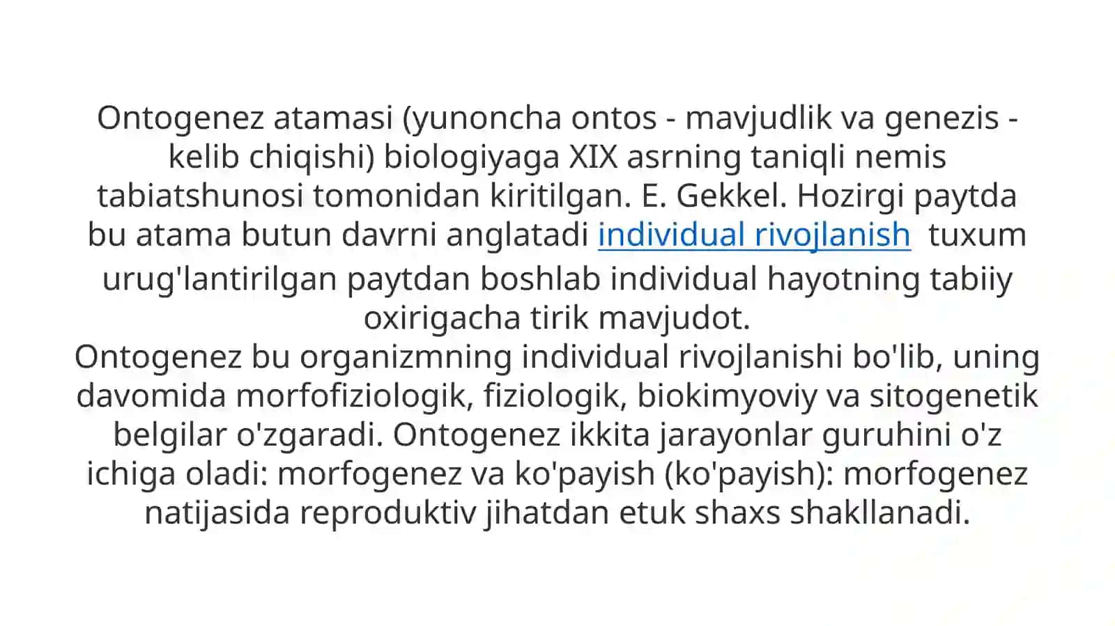 Hujayra ontogenizining rivojlanish bosqichlari 3
