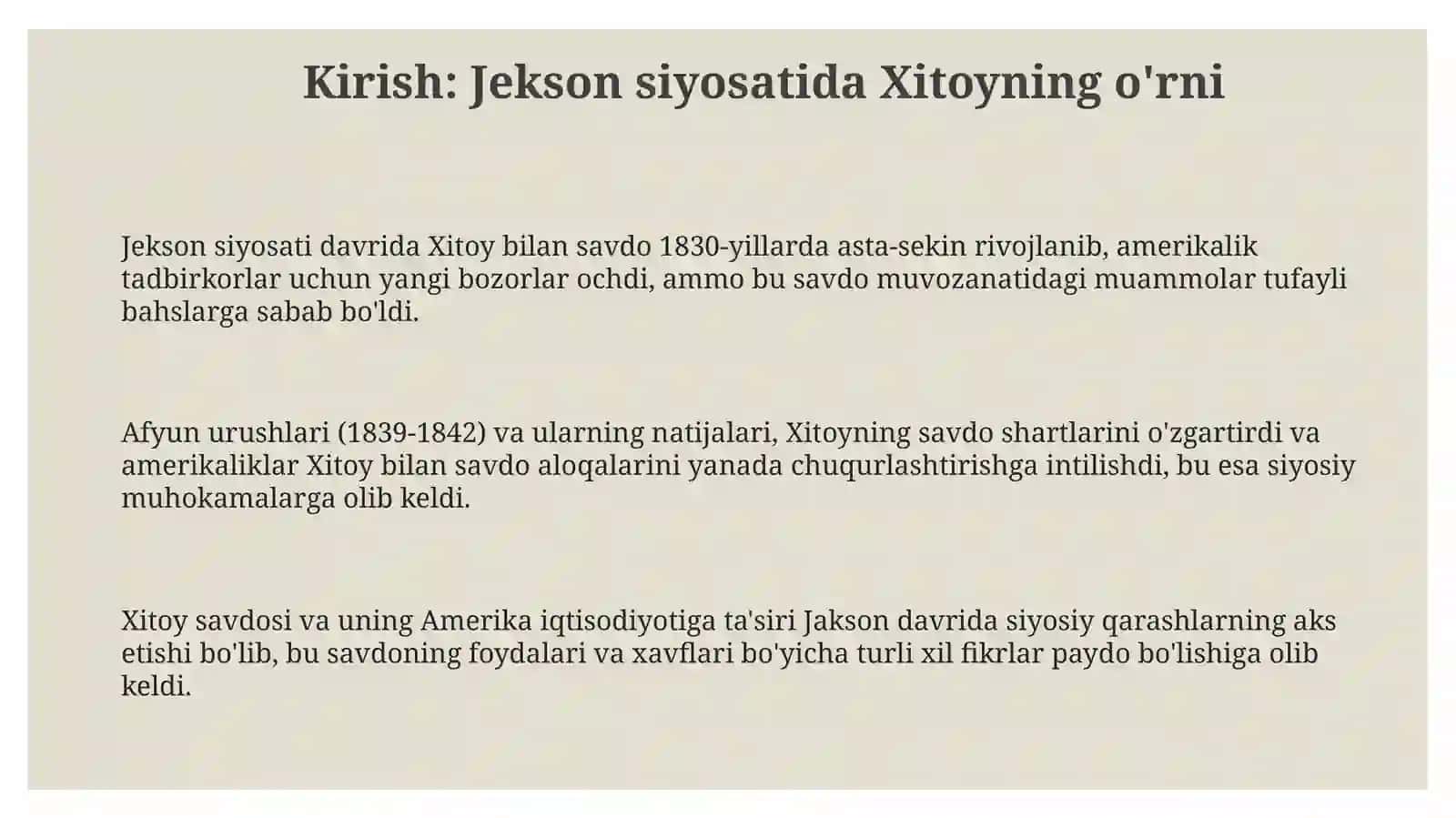 Jekson siyosatida Xitoy roli 3