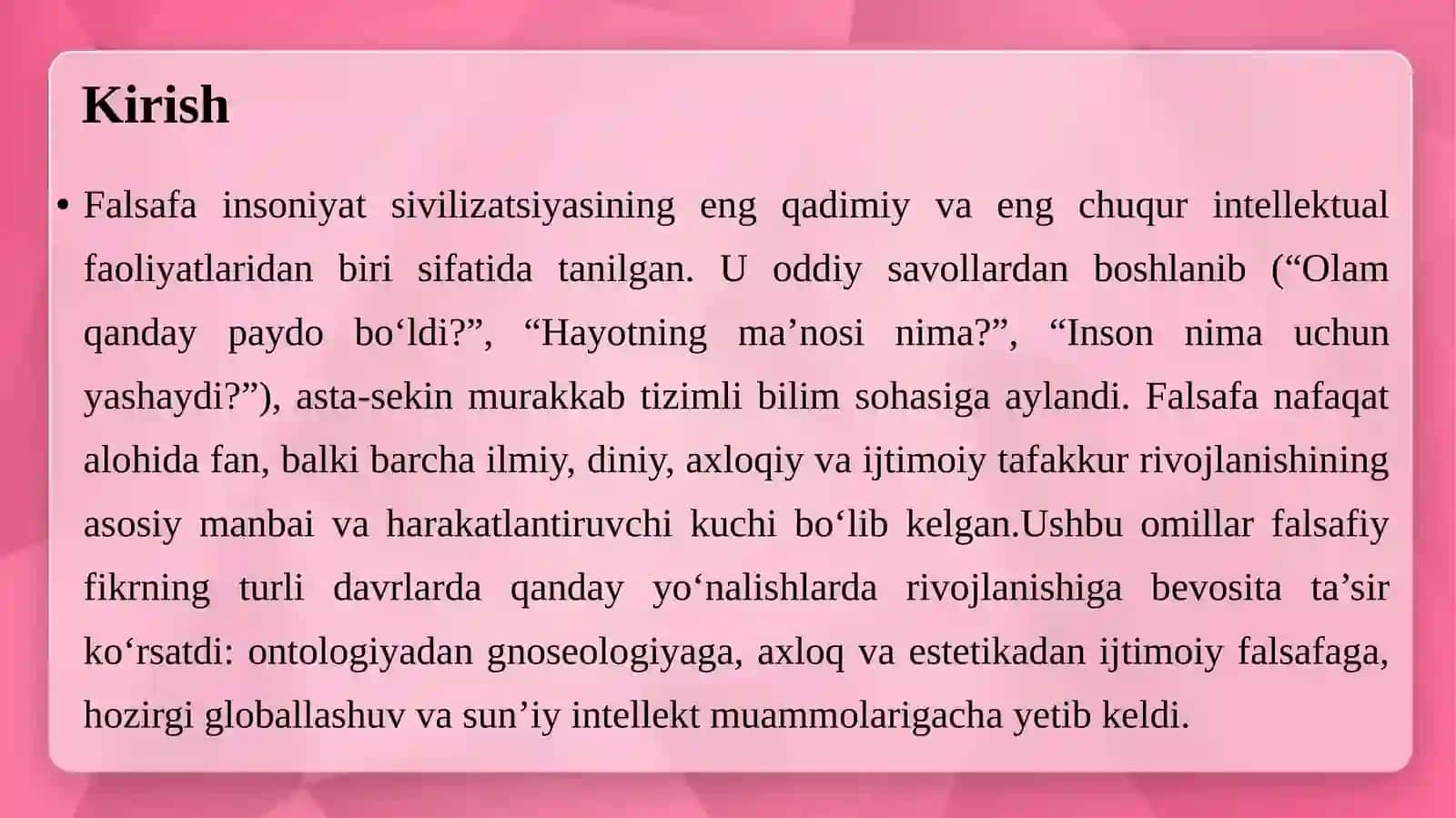 Falsafaning rivojlanishi gata’sir qilgan omillar 3