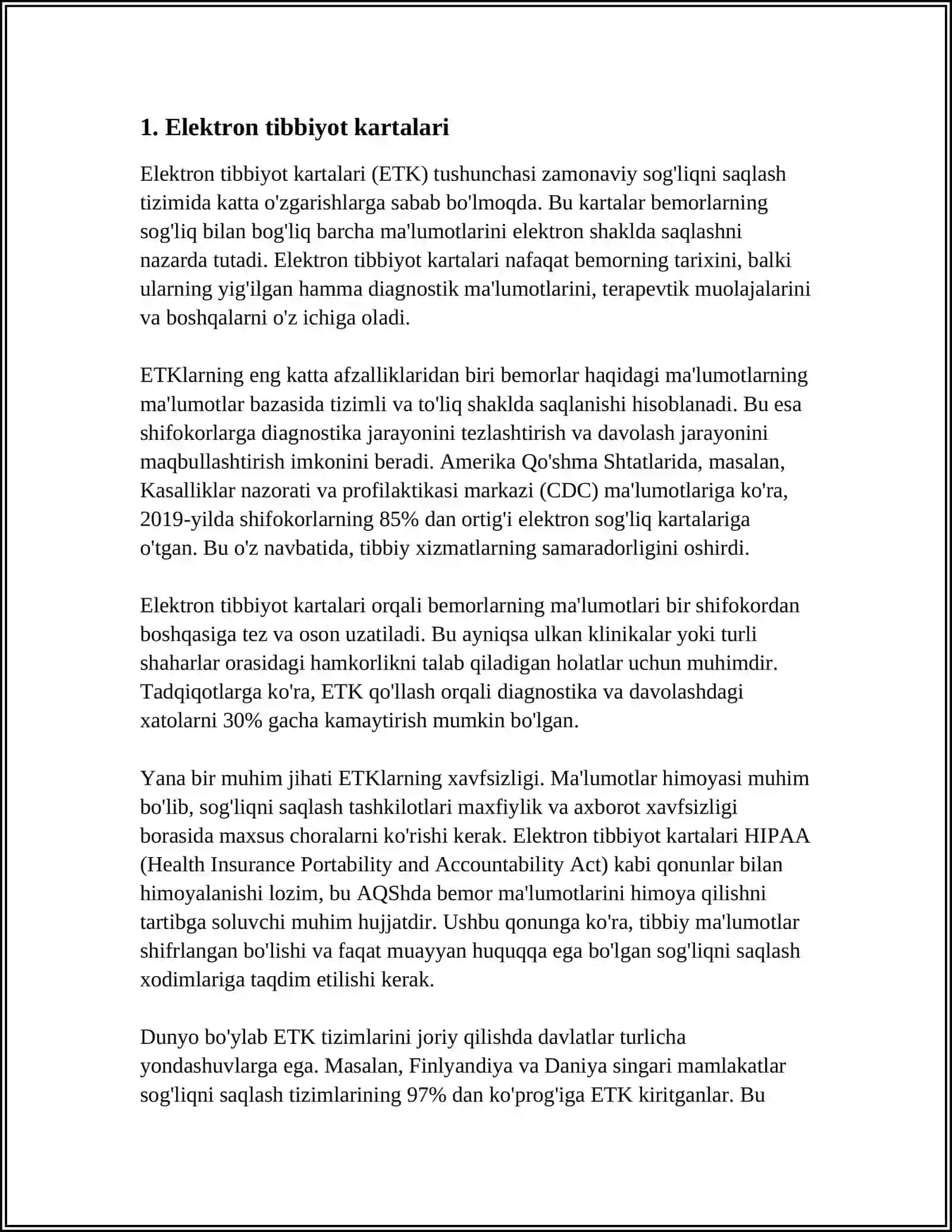 TIBBIYOTDA ISHCHI O'RINLARINI AVTOMATLASHTIRISHDA VA TIBBIY MASALALARINI YECHISHDA AXBOROT TEXNOLOGIYALARI.DASTURIY TA'MINOT 3