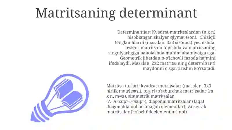 Matritsalar qo'llanilishi 3