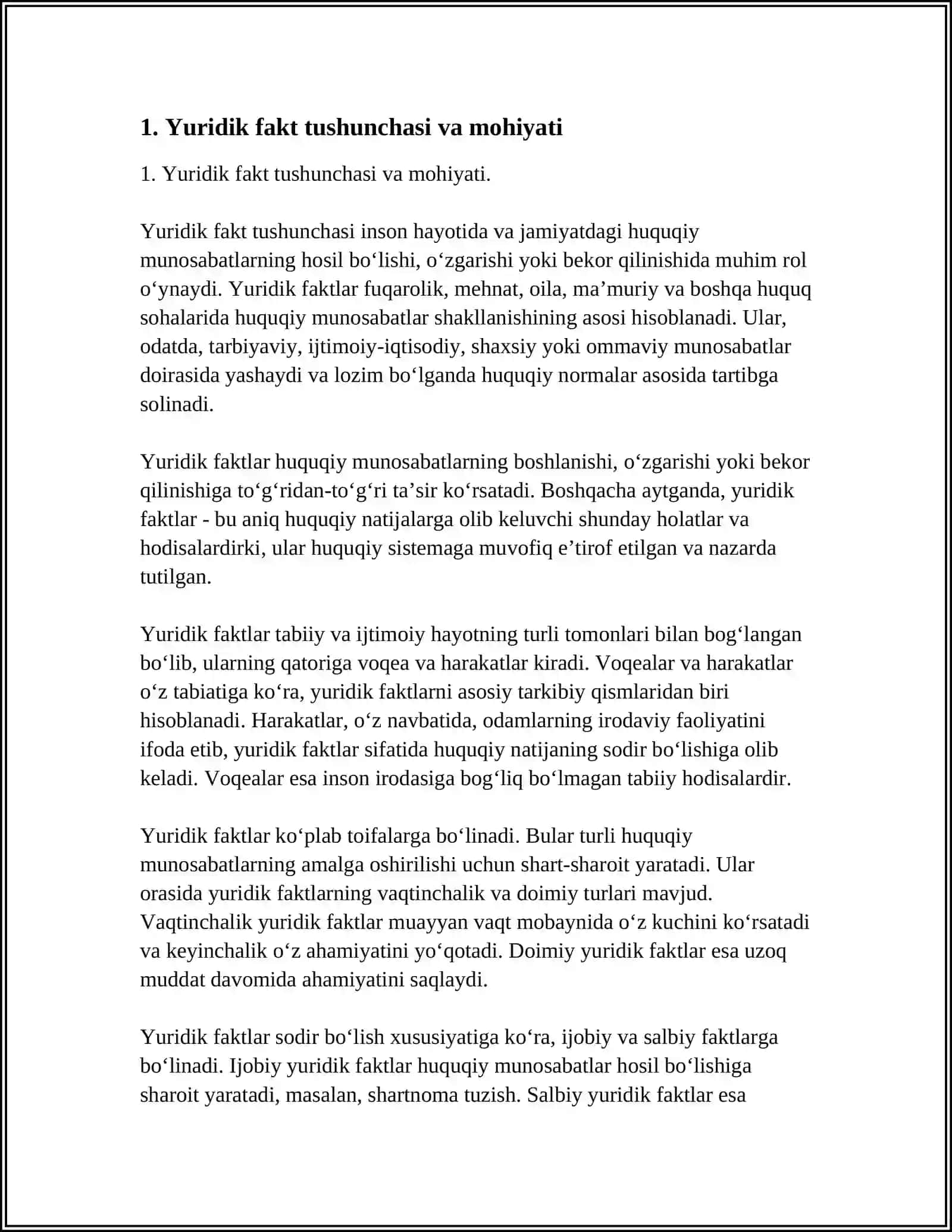 Yuridik fakt tushunchasi va turlari 3