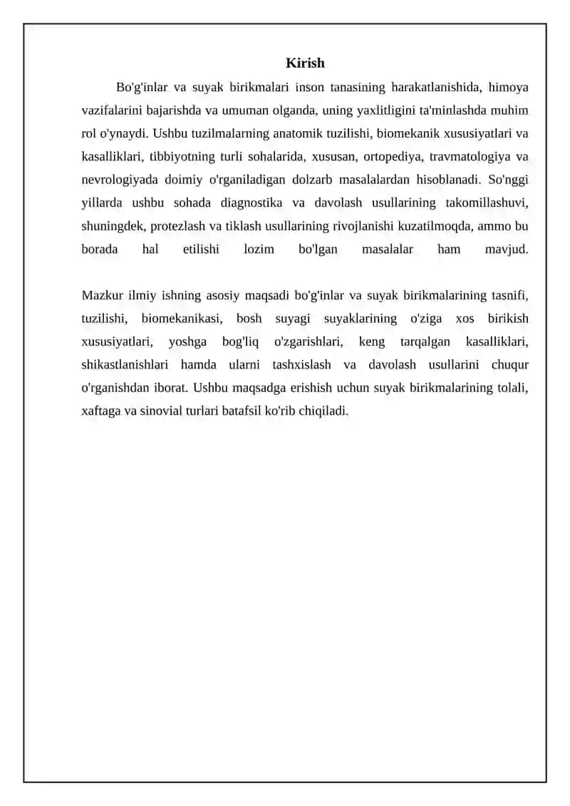 Bo'g'inlar va Suyak Birikmalari: Umumiy Ko'rinish 3