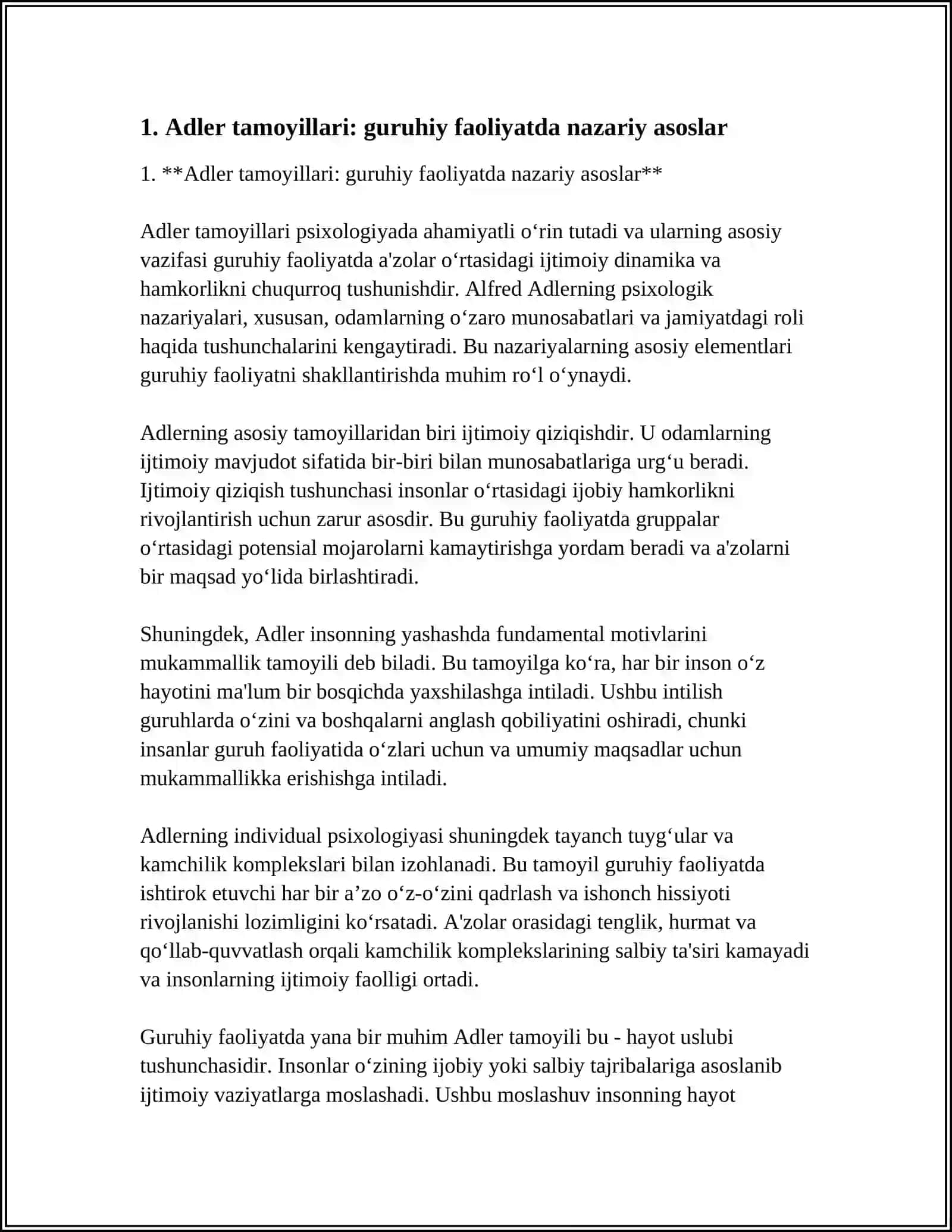 Adler tamoyillari: guruhiy faoliyatda nazariy asoslar 3