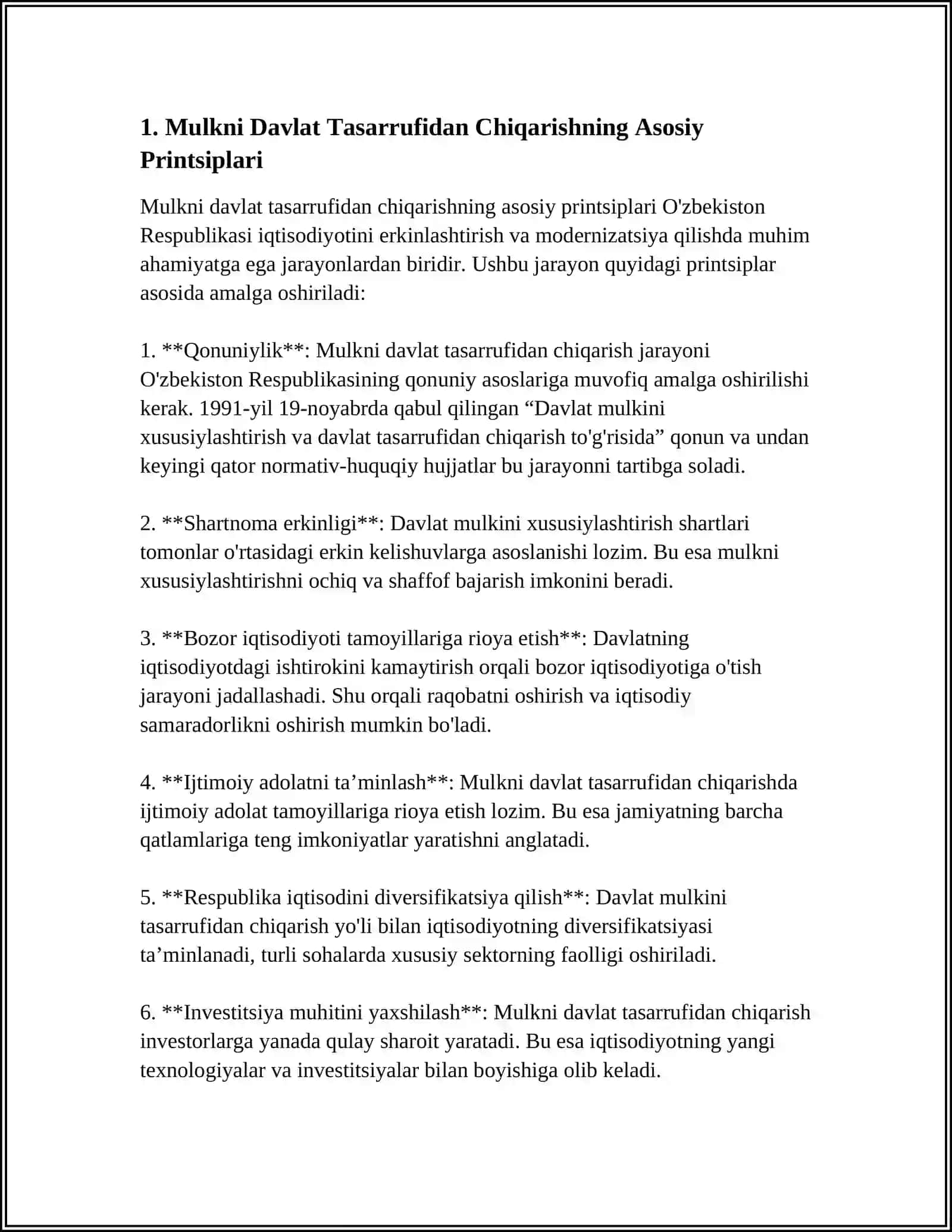MULKNI DAVLAT TASARRUFIDAN CHIQARISH VA XUSUSIYLASHTIRISH 3