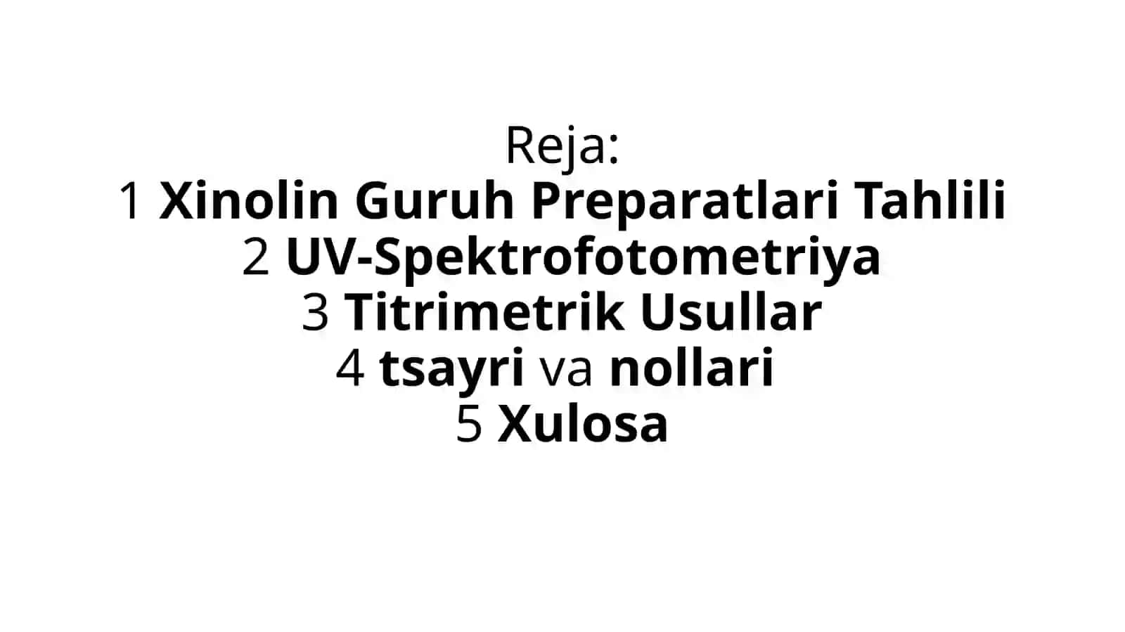 Xinolin Guruh Preparatlar Tahlili 3