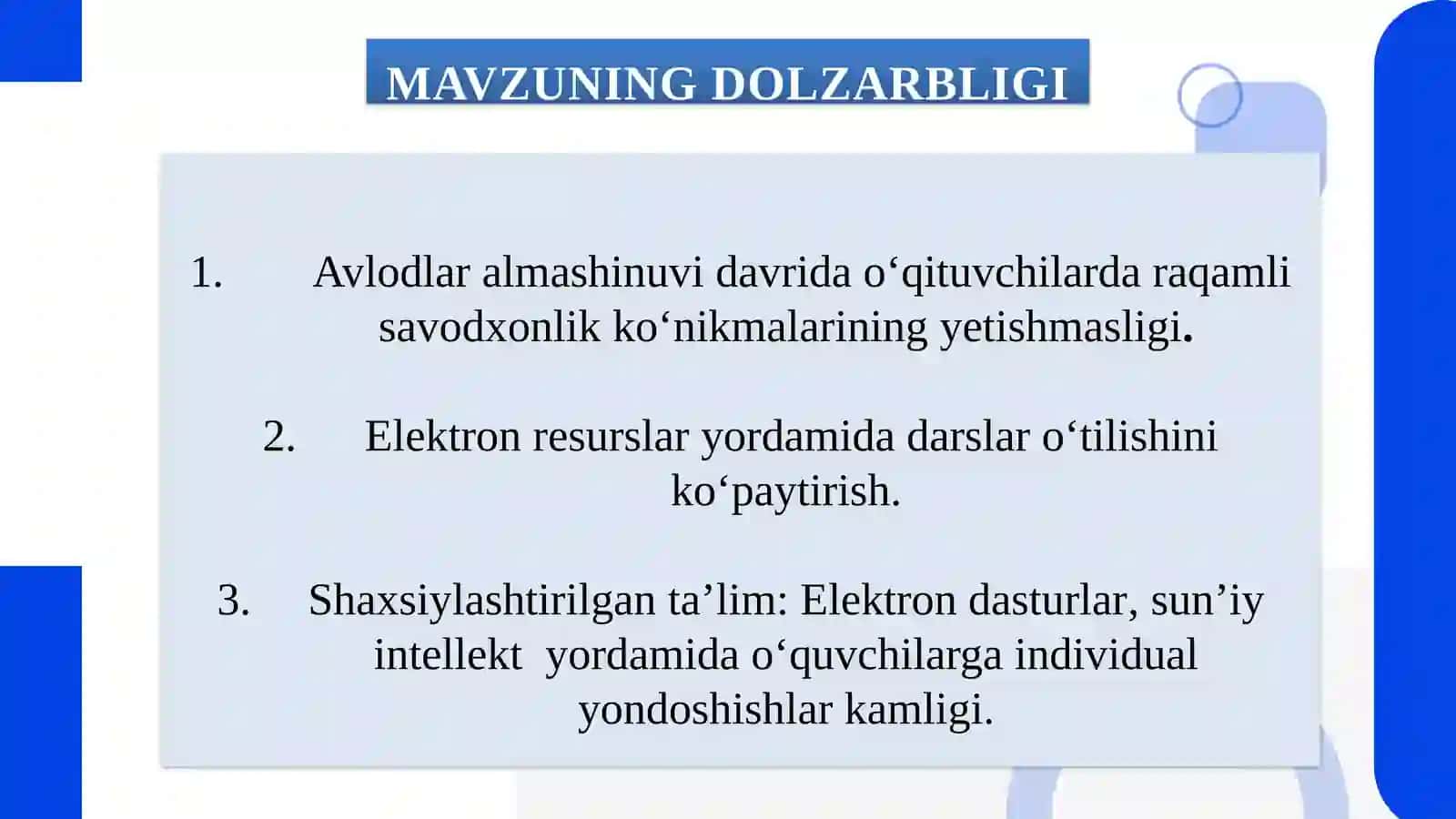 Maktabda rivojlantiruvchi ta’limiy elektron dasturlardan foydalanish amaliyotini joriy etish 3
