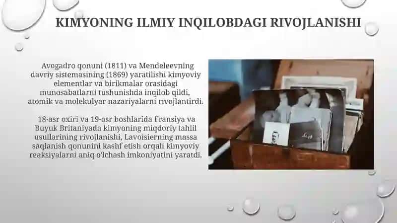 Kimyo fanining rivojlanish tarixiga oid ma'lumotlarni o'rganish va tahliliy ma'lumotlar yozish 3