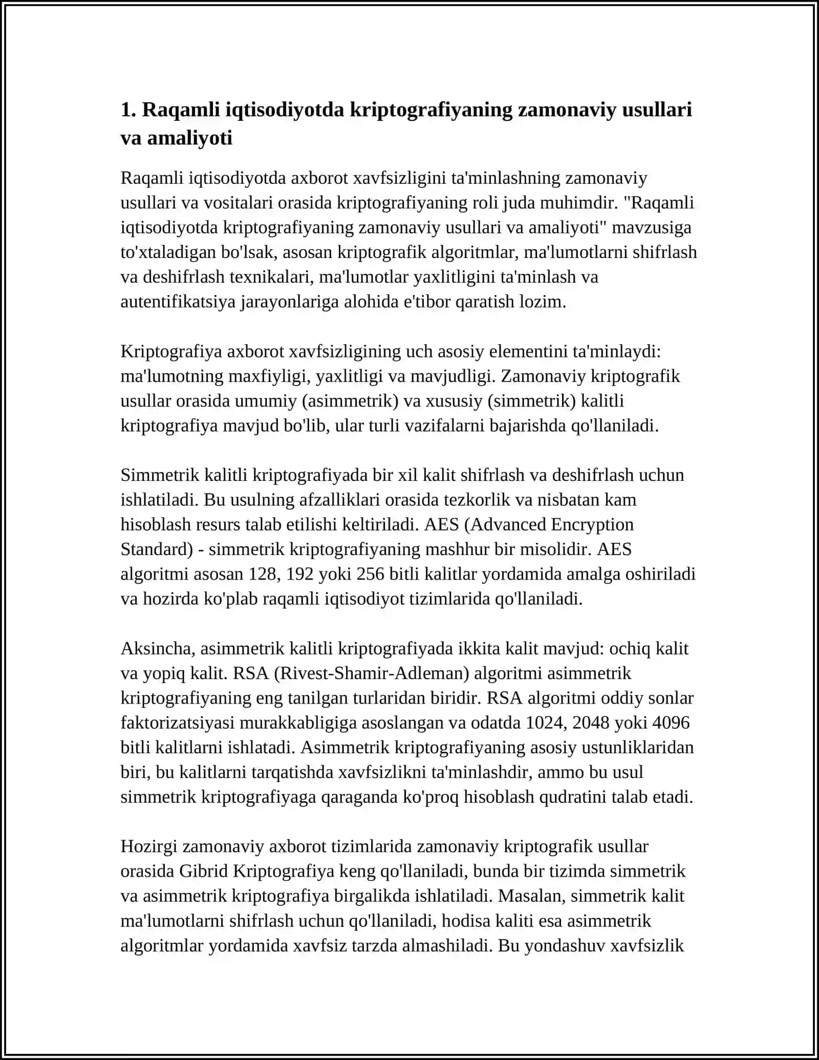RAQAMLI IQTISODIYOTDA AXBOROT XAVFSIZLIGINI TAʼMINLASHNING ZAMONAVIY USULLARI VA VOSITALARI 3