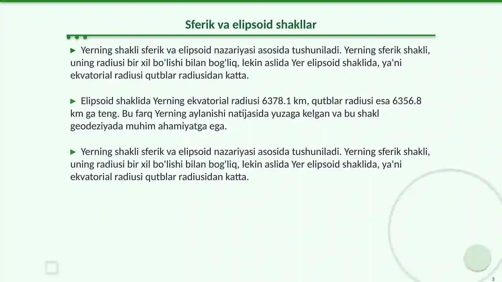 Yerning shakli va oʻlchamlariga oid masala va mashqlar 3