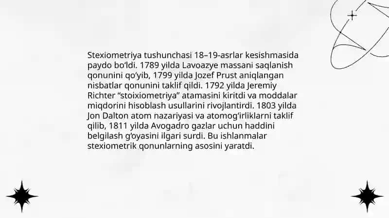 Kimyoda stexiometrik qonunlarning yaratilishi 3