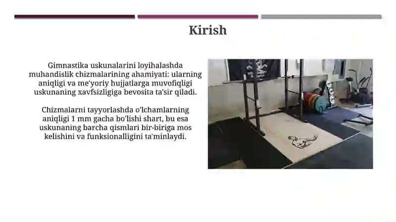 Gimnastika uskunalari chizmalarini tayyorlash 3