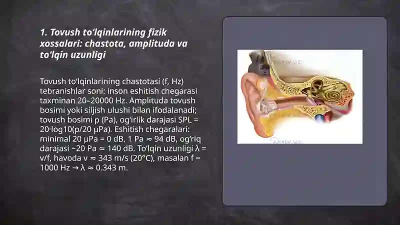 Eshitish tizimining fizik asoslari 3