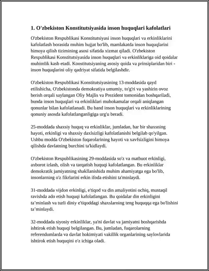 O'ZBEKISTONDA INSON HUQUQLARI VA ERKINLIKLARINI TA'MINLASH TIZIMI 3