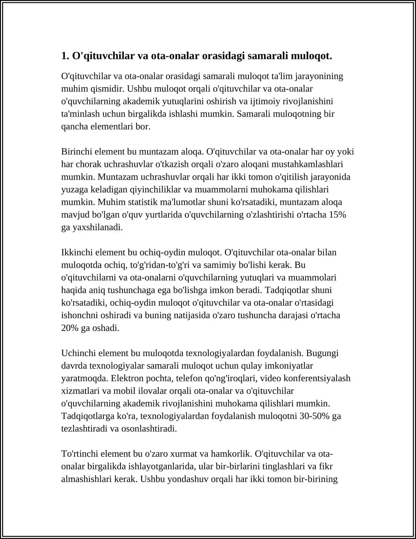 PSIXOLOGNING MAKTABDA OʻQITUVCHILAR VA OTA ONALAR BILAN SUXBAT OLIB BORISHI 3