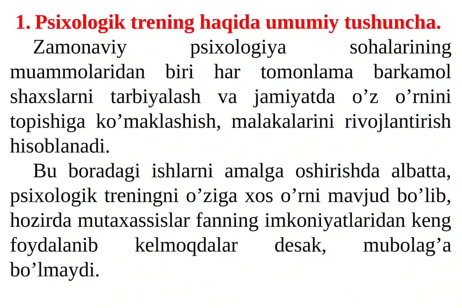 PSIXOLOGIK TRENING HAQIDA TUSHUNCHA. PSIXOLOGIK TRENINGNI MAQSADI VA VAZIFALARI 3