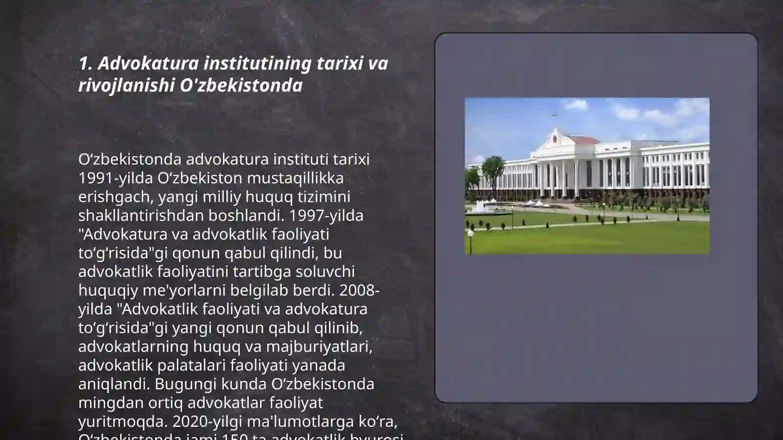 Mustaqil O'zbekiston Respublikasida advokatura institutini takomillashuvi 3