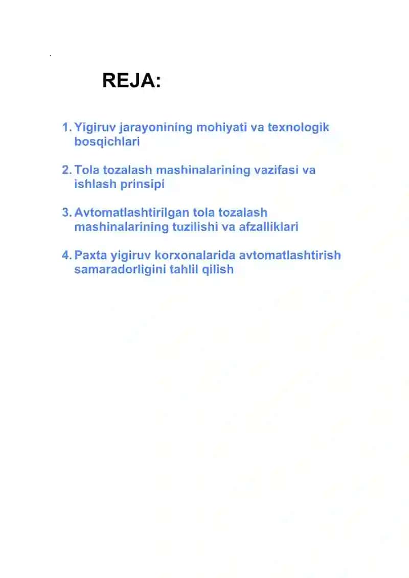 Yigiruv Jarayonidagi Avtomatlashtirilgan Tola Tozalash Mashinalarini Tadqiq Etish 3