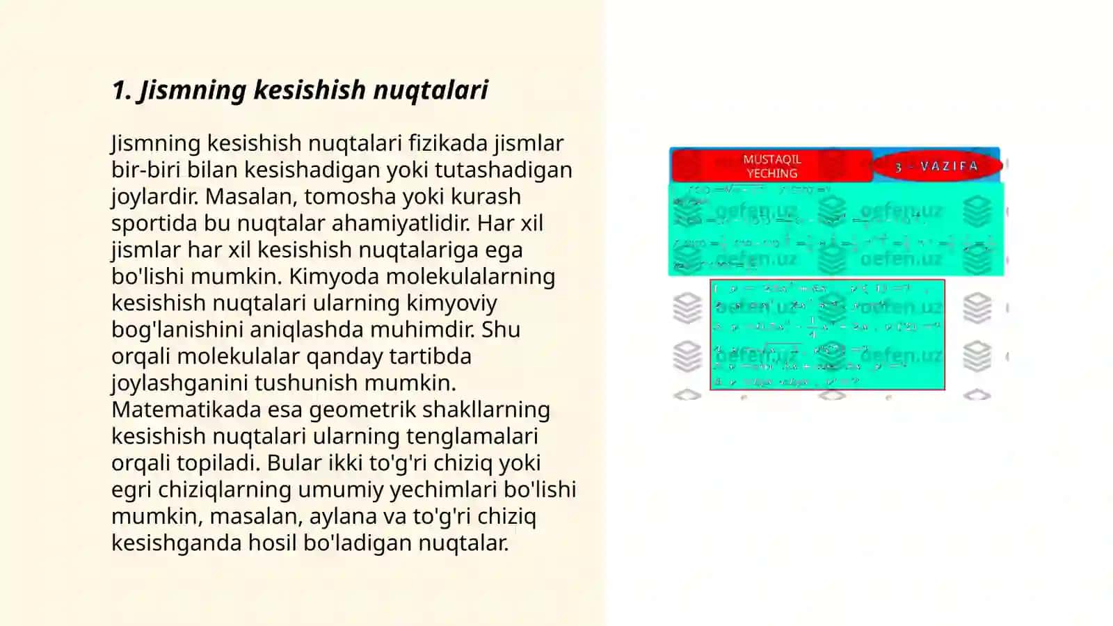 Perspektivada geometrik jism va tekislikning oʻzaro kesishishi 3