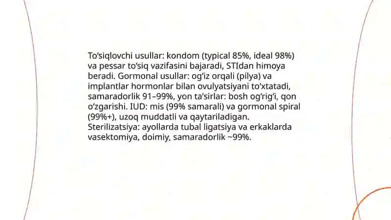 Kontrasepsiya vositalari. Probiotik va prebiotiklar 3